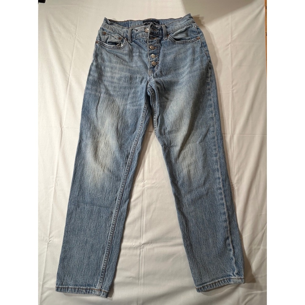 Aeropostale Mom Jeans Womens 4 Light Wash High Rise Button Fly Denim Pants